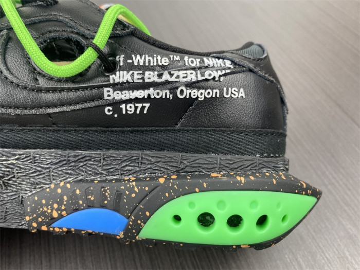o-w x nike blazer low black electro green dh7863-001